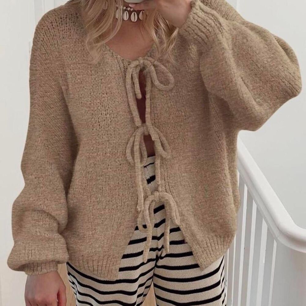 Revolve Women's Tan and Cream Cardigan